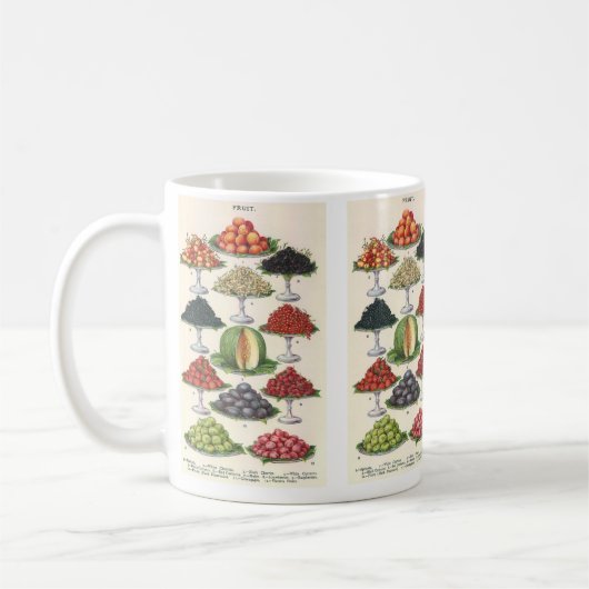 Oude voedingsmiddelen Gevarieerde vruchten op scha Koffiemok (Links)