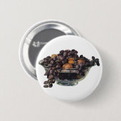 Oude Voedingsmiddelen, Walnoten en Amandelen, Frui Ronde Button 5,7 Cm (Voorkant /achterkant)