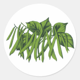 Oude Voedsel, Biologische Groene Bonen Groenten Ronde Sticker