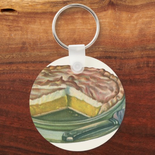 Oude Voedsel, Citroen Meringue Taart Dessert Sleutelhanger (Achterkant)