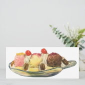 Oude Voedsel Desserts, Banaan Split Kersen Kaart (Staand voorkant)