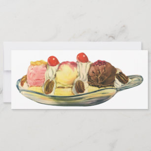 Oude Voedsel Desserts, Banaan Split Kersen Kaart