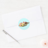 Oude Voedsel Desserts, Banaan Split Kersen Ronde Sticker (Envelop)