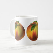 Oude Voedsel Fruit, Rijpe Biologische Perzik met B Koffiemok (Voorkant links)