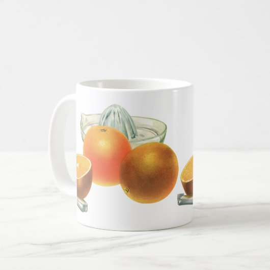 Oude Voedsel Fruit, Rijpe Sinaasappels Sapcentrifu Koffiemok (Voorkant links)