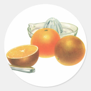 Oude Voedsel Fruit, Rijpe Sinaasappels Sapcentrifu Ronde Sticker