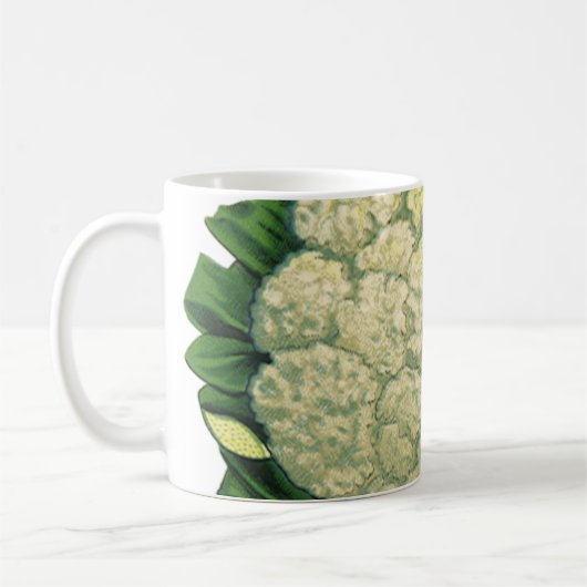 Oude Voedsel Groenten Groenten Bloemkool Koffiemok (Links)