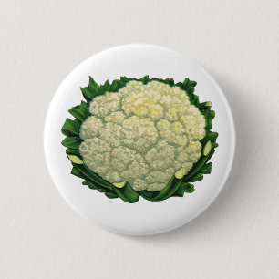 Oude Voedsel Groenten Groenten Bloemkool Ronde Button 5,7 Cm
