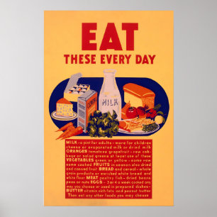 Oude Voedselreclameposter – Eet Deze Elke Poster