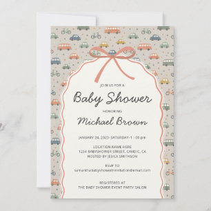 Oude Voertuigen Auto Fiets Baby Shower Kaart