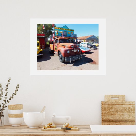 Oude voertuigen op Seligman, route 66 Poster (Keuken)