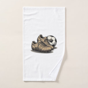 Oude Voetbal Schoenen En Bal Shirt Ontwerp_1 Handdoek