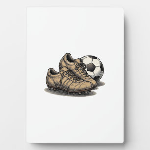 Oude Voetbal Schoenen En Bal T-shirt Ontwerp_1 Fotoplaat