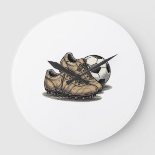 Oude Voetbal Schoenen En Bal T-shirt Ontwerp_1 Grote Klok
