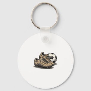 Oude Voetbal Schoenen En Bal T-shirt Ontwerp_1 Sleutelhanger