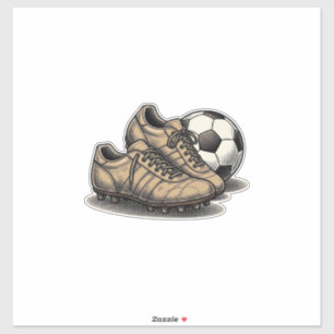 Oude Voetbal Schoenen En Bal T-shirt Ontwerp_1 Sticker