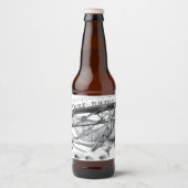 Oude voetbrug. Potloodtekening. Bier Etiket (Voorkant)