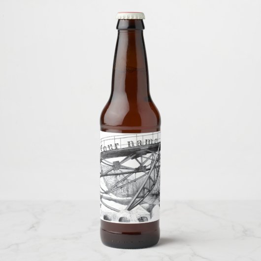 Oude voetbrug. Potloodtekening. Bier Etiket (Voorkant)