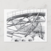 Oude voetbrug. Potloodtekening. Briefkaart (Voorkant)