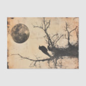 Oude vogel in boom & maan decoupage tissuepapier (Voorkant)