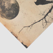Oude vogel in boom & maan decoupage tissuepapier (Detail)