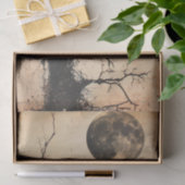 Oude vogel in boom & maan decoupage tissuepapier (Geschenk)