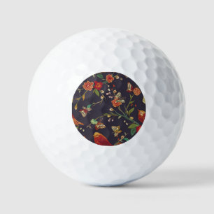 Oude Vogel, Vlinder, Borduurwerk Waterverf. Golfballen