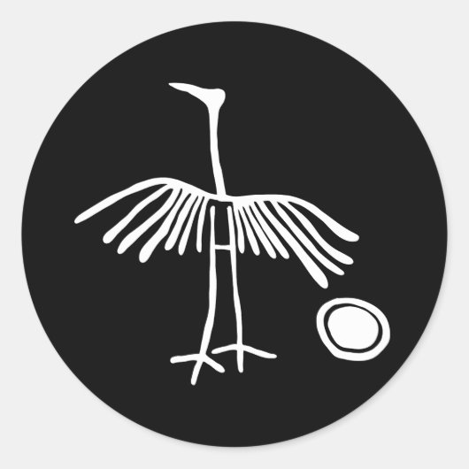 Oude vogel zon idool Geoglyph symbool Petroglyph A Ronde Sticker (Voorkant)