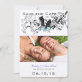 Oude Vogels Witte Bloemen Trouwen Datum Besparen Save The Date (Voorkant)