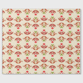 Oude volks kunst bloemenprint cozy rustieke herfst cadeaupapier (Vlak)