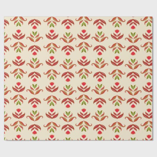 Oude volks kunst bloemenprint cozy rustieke herfst cadeaupapier (Vlak)