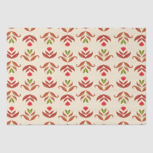 Oude volks kunst bloemenprint cozy rustieke herfst tissuepapier (Voorkant)