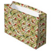 Oude volks kunst Kerst vogels & Hulstbes