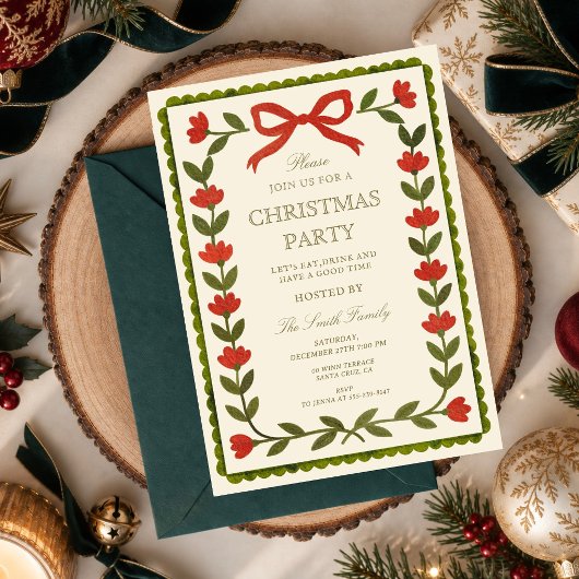 Oude Volkse Bloem Kerstfeest Kaart