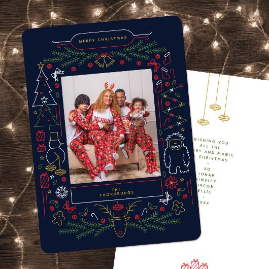 Oude volkskunst Kerst foto Feestdagenkaart