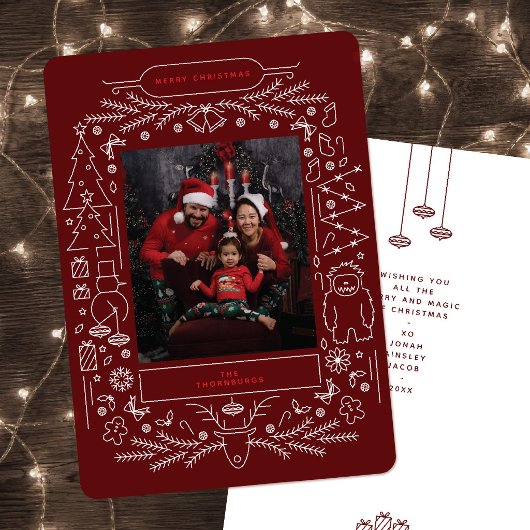 Oude volkskunst Kerst foto Feestdagenkaart