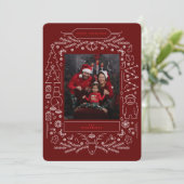 Oude volkskunst Kerst foto Feestdagenkaart (Staand voorkant)