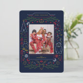 Oude volkskunst Kerst foto Feestdagenkaart (Staand voorkant)