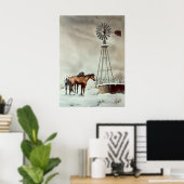 OUDE VOORRUITEN EN HORSES VAN SHARON SHARPE POSTER (Thuiskantoor)
