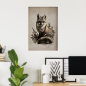 Oude vos Kerstprint, Rustieke Wildernis Poster (Thuiskantoor)