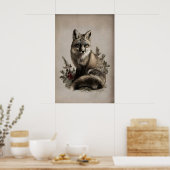 Oude vos Kerstprint, Rustieke Wildernis Poster (Keuken)