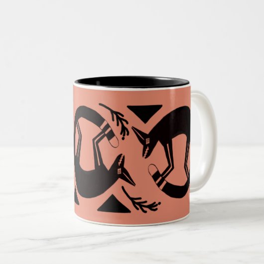 Oude vossen en bloemen op de oranje mok (Voorkant rechts)