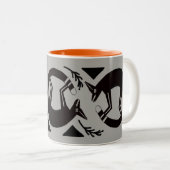 Oude vossen en bloemen op grijs/oranje mok (Voorkant rechts)