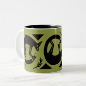 Oude vossen en bloemen op groene mok (Voorkant links)