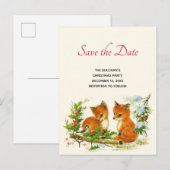 Oude Vossen Retro Kerst Scene Bewaar de Datum Uitnodiging Briefkaart (Voorkant / Achterkant)