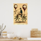 Oude "Voyage a la Lune" Franse cartoon Poster (Keuken)