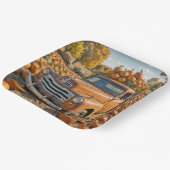 Oude vrachtwagen gevuld met pompoenen papieren bordje (Gebogen)