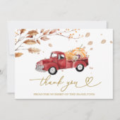 Oude vrachtwagen herfst babyshower bedankt kaart (Voorkant)