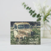 Oude vrachtwagen in de Grass Persoonlijke Partij Kaart (Staand voorkant)