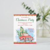 Oude Vrachtwagen Kerstfeest Uitnodigingen (Staand voorkant)